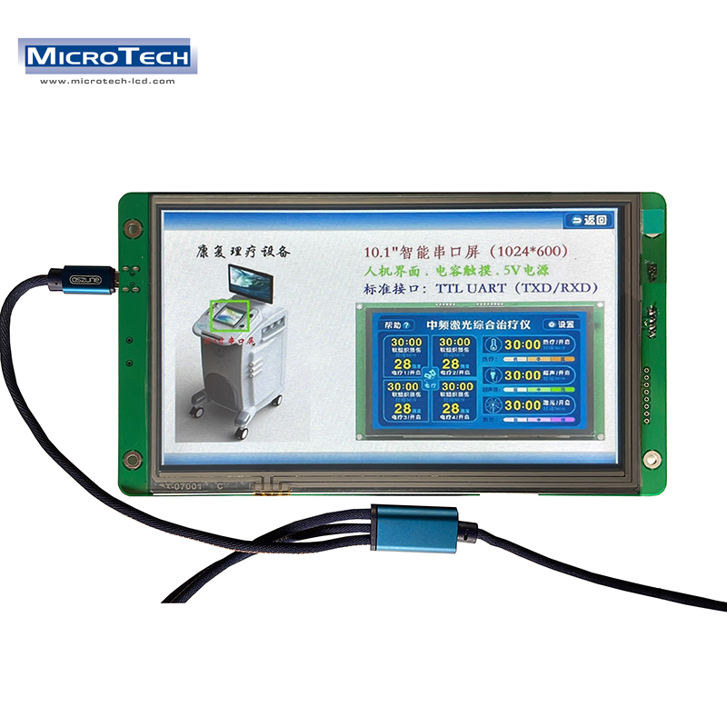 7.0 inch serial display resistive touch SPI 1024*600 driver IC LT7688 TTL/UART interface 500 brightness